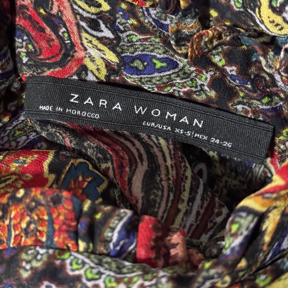 ZARA SHEER PAISLEY BOHO MIDI MAXI DRESS  ROMANTIC RARE FLOWER CHILD HIPPIECORE S - Picture 12 of 13